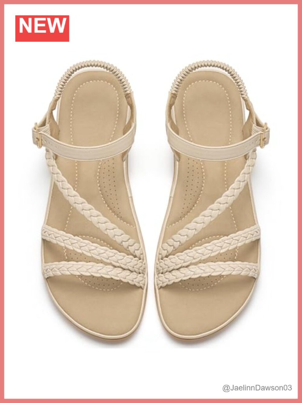 Woven Strappy Flat Sandals - Soft Cushioned Comfortable Walking Sandals